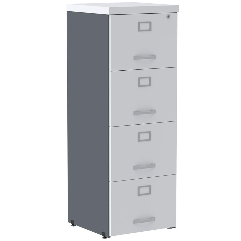 Armário De Arquivo Oficio Pe25 Pandin 45,70 Cm (Largura) Em Mdp Grafito E Branco Com 4 Gavetas - 1