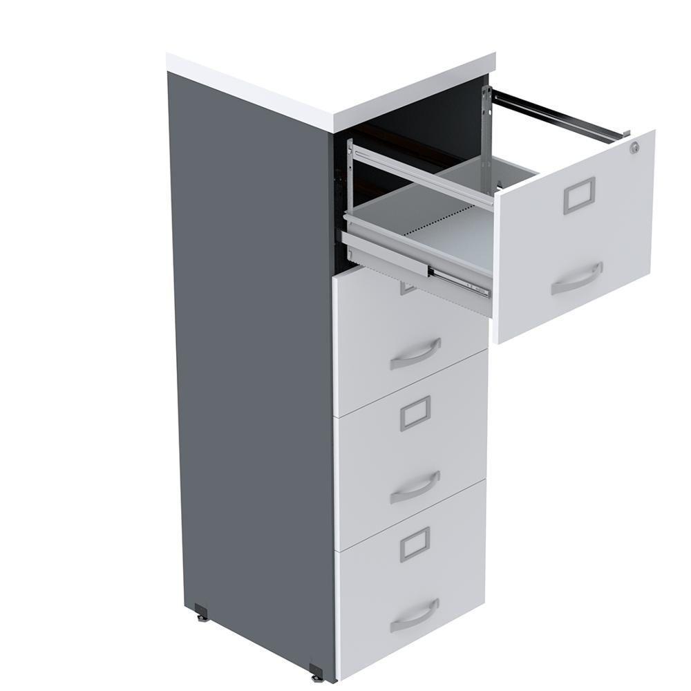 Armário De Arquivo Oficio Pe25 Pandin 45,70 Cm (Largura) Em Mdp Grafito E Branco Com 4 Gavetas - 3