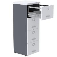 Armário De Arquivo Oficio Pe25 Pandin 45,70 Cm (Largura) Em Mdp Grafito E Branco Com 4 Gavetas - 4