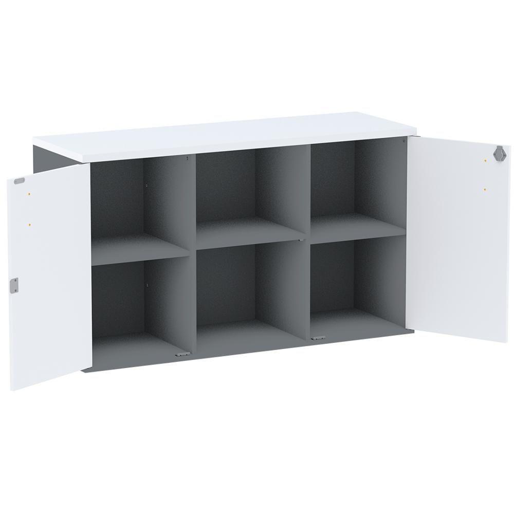 Armário Baixo Credenza Pe25 Pandin 121,50 Cm (Largura) Em Mdp Grafito E Branco E Duas Portas - 3