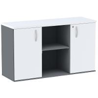 Armário Baixo Credenza Pe25 Pandin 121,50 Cm (Largura) Em Mdp Grafito E Branco E Duas Portas - 1
