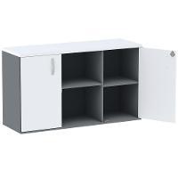 Armário Baixo Credenza Pe25 Pandin 121,50 Cm (Largura) Em Mdp Grafito E Branco E Duas Portas - 2