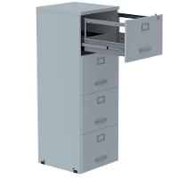 Armário De Arquivo Oficio Pe25 Pandin 45,70 Cm (Largura) Em Mdp Liso Cinza 4 Gavetas - 2