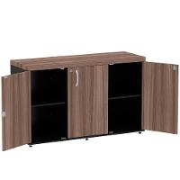 Armário Baixo Credenza Pe40 Pandin 121,50 Cm (Largura) Em Mdp Walnut E Preto Com Três Portas - 3
