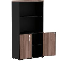 Armário Misto Pe25 Pandin 79,20 Cm Em Mdp Walnut E Preto Com Duas Portas E Prateleira Superior