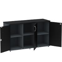 Armário Baixo Credenza Pe25 Pandin 121,50 Cm (Largura) Em Mdp Grafito E Preto Com Três Portas - 3