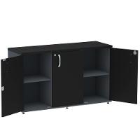 Armário Baixo Credenza Pe25 Pandin 121,50 Cm (Largura) Em Mdp Grafito E Preto Com Três Portas - 4