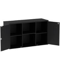 Armário Baixo Credenza Pe25 Pandin 121,50 Cm (Largura) Em Mdp Liso Preto Com Duas Portas - 7
