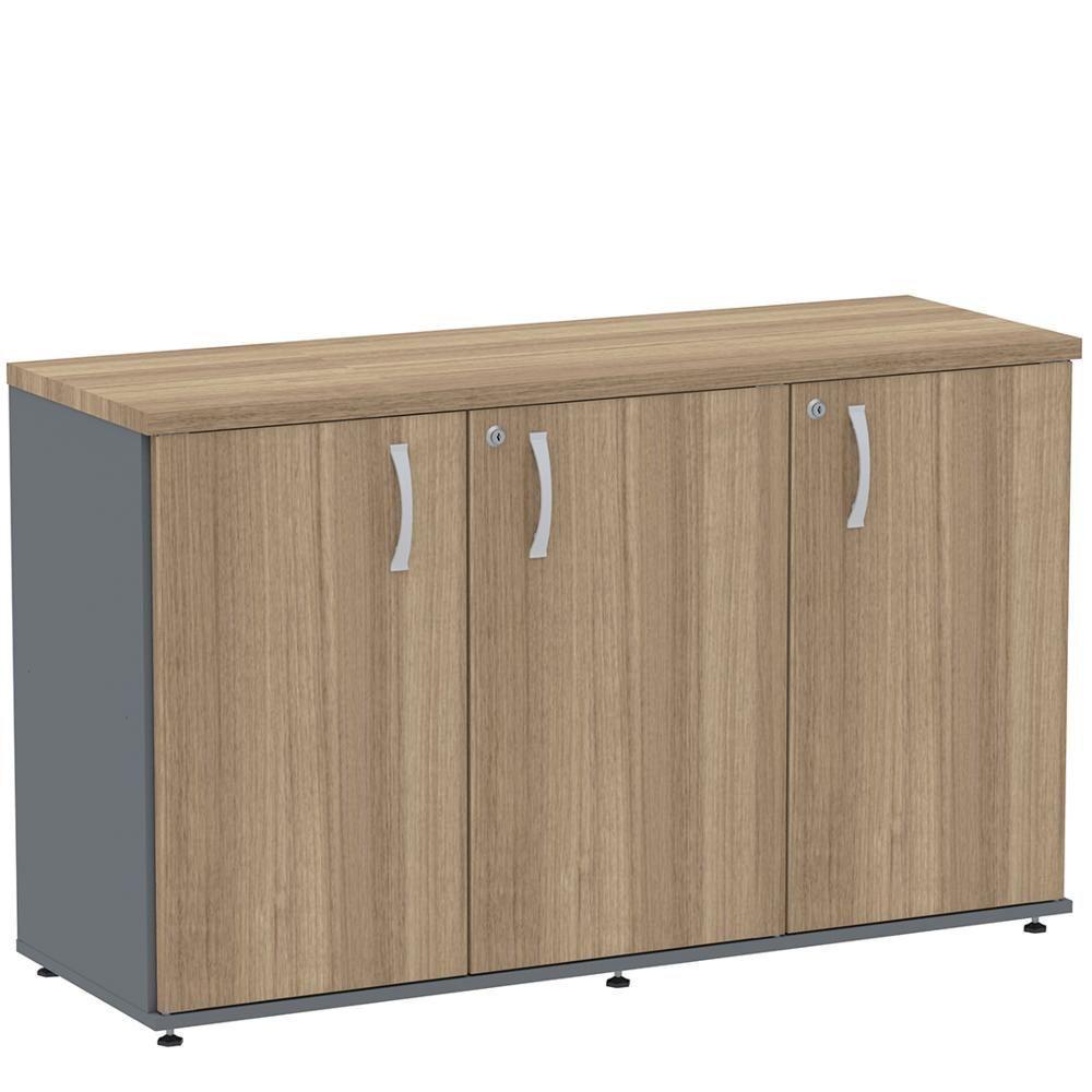 Armário Baixo Credenza Pe25 Pandin 121,50 Cm (Largura) Em Mdp Noce Naturalle E Grafito Com Três - 1