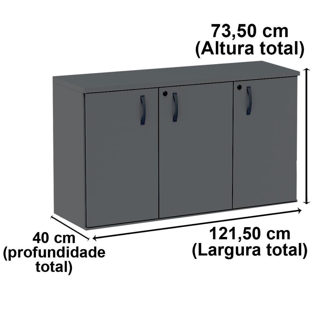 Armário Baixo Credenza Pe25 Pandin 121,50 Cm (Largura) Em Mdp Noce Naturalle E Grafito Com Três - 4
