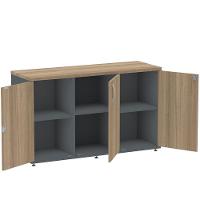 Armário Baixo Credenza Pe25 Pandin 121,50 Cm (Largura) Em Mdp Noce Naturalle E Grafito Com Três - 5