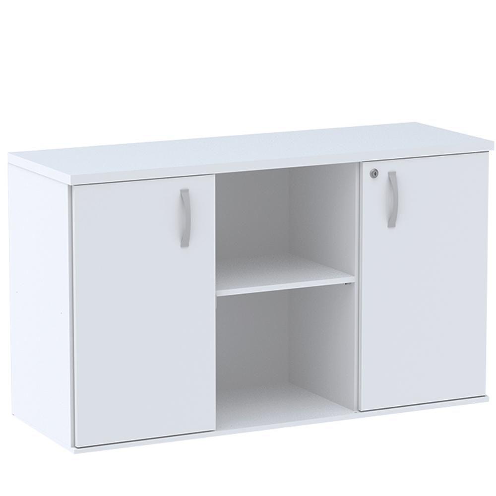 Armário Baixo Credenza Pe25 Pandin 121,50 Cm (Largura) Em Mdp Liso Branco Com Duas Portas - 1