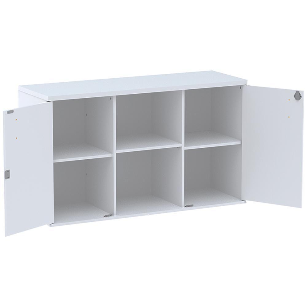 Armário Baixo Credenza Pe25 Pandin 121,50 Cm (Largura) Em Mdp Liso Branco Com Duas Portas - 4