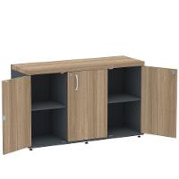 Armário Baixo Credenza Pe40 Pandin 121,50 Cm Em Mdp Noce Naturalle E Grafito Com Três Portas - 5