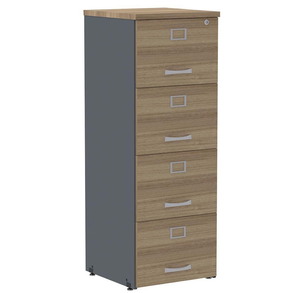Armário De Arquivo Oficio Pe25 Pandin 45,70 Cm Em Mdp Noce Naturalle E Grafito Com 4 Gavetas - 1