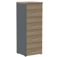 Armário De Arquivo Oficio Pe25 Pandin 45,70 Cm Em Mdp Noce Naturalle E Grafito Com 4 Gavetas - 1