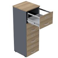 Armário De Arquivo Oficio Pe25 Pandin 45,70 Cm Em Mdp Noce Naturalle E Grafito Com 4 Gavetas - 2
