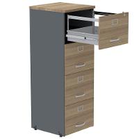 Armário De Arquivo Oficio Pe25 Pandin 45,70 Cm Em Mdp Noce Naturalle E Grafito Com 4 Gavetas - 4