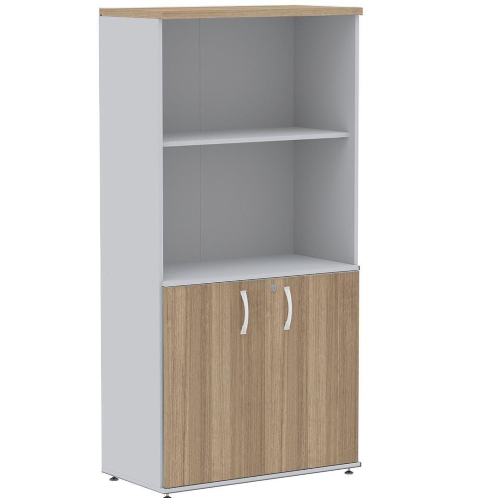 Armário Misto Pe25 Pandin 79,20cm Noce Naturalle E Branco Com Duas Portas E Prateleira Superior - 1