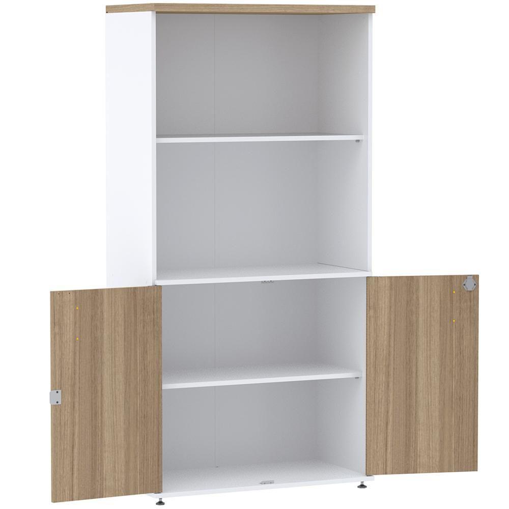 Armário Misto Pe25 Pandin 79,20cm Noce Naturalle E Branco Com Duas Portas E Prateleira Superior - 2