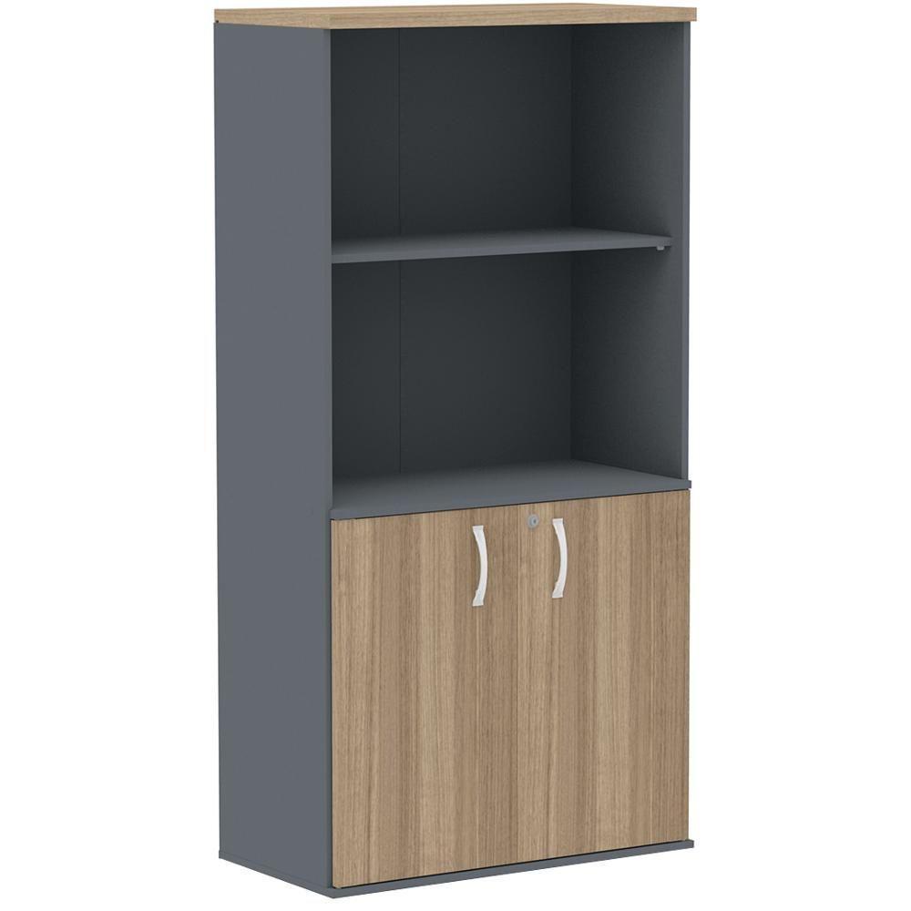 Armário Misto Pe25 Pandin 79,20cm Noce Naturalle E Grafito Com Duas Portas E Prateleira Superior - 1