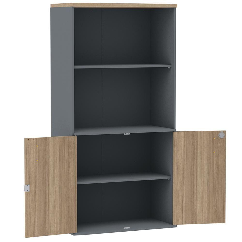 Armário Misto Pe25 Pandin 79,20cm Noce Naturalle E Grafito Com Duas Portas E Prateleira Superior - 3