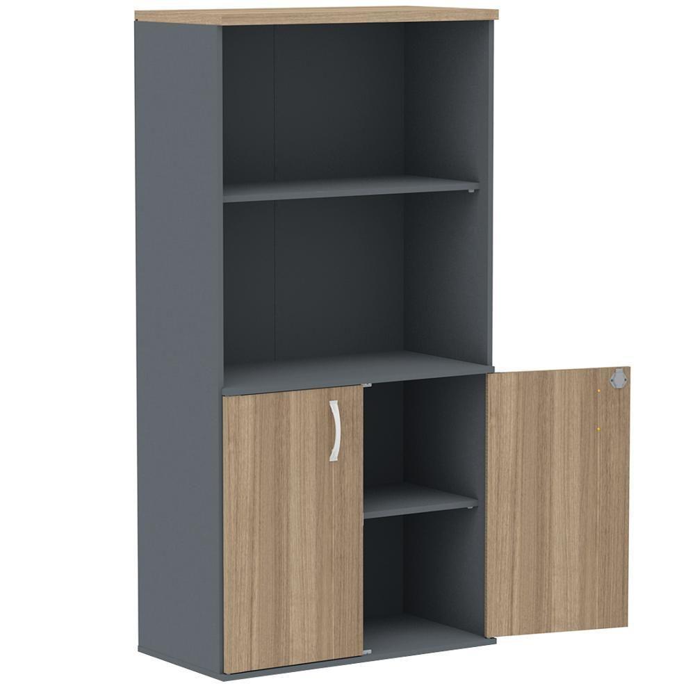 Armário Misto Pe25 Pandin 79,20cm Noce Naturalle E Grafito Com Duas Portas E Prateleira Superior - 4