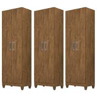 Kit 3 Armários Multiuso Organizador 2 Portas Astrid M07 Castanho Wood Mpozenato - 1