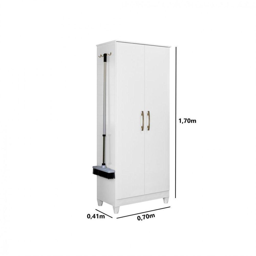 Armário Multiuso Moval Jade 2 Portas De Giro Com 4 Ganchos Branco - 4