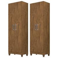 Kit 2 Armários Multiuso Organizador 2 Portas Astrid M07 Castanho Wood - Mpozenato - 1