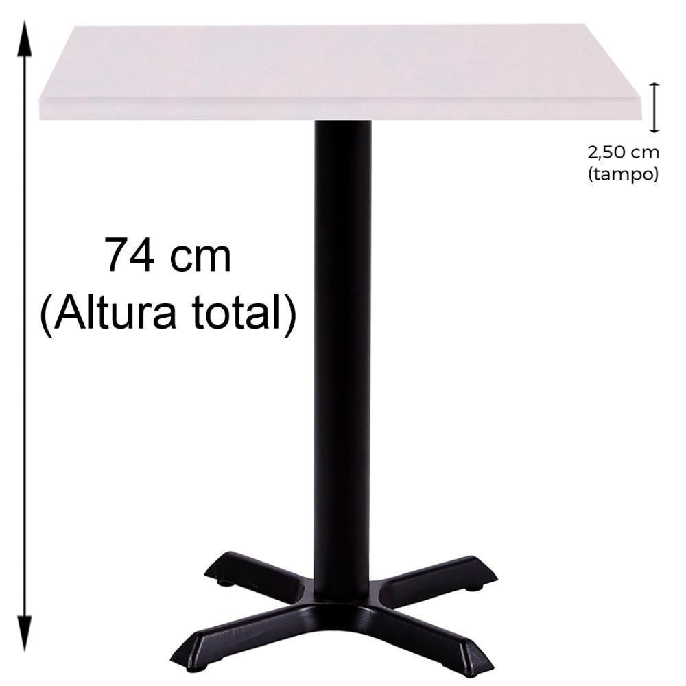 Mesa ômega Em Ferro Preto Pintura 74 Cm (altura) Com Tampo Em Mdp Quadrado 60 Cm Branco - 3