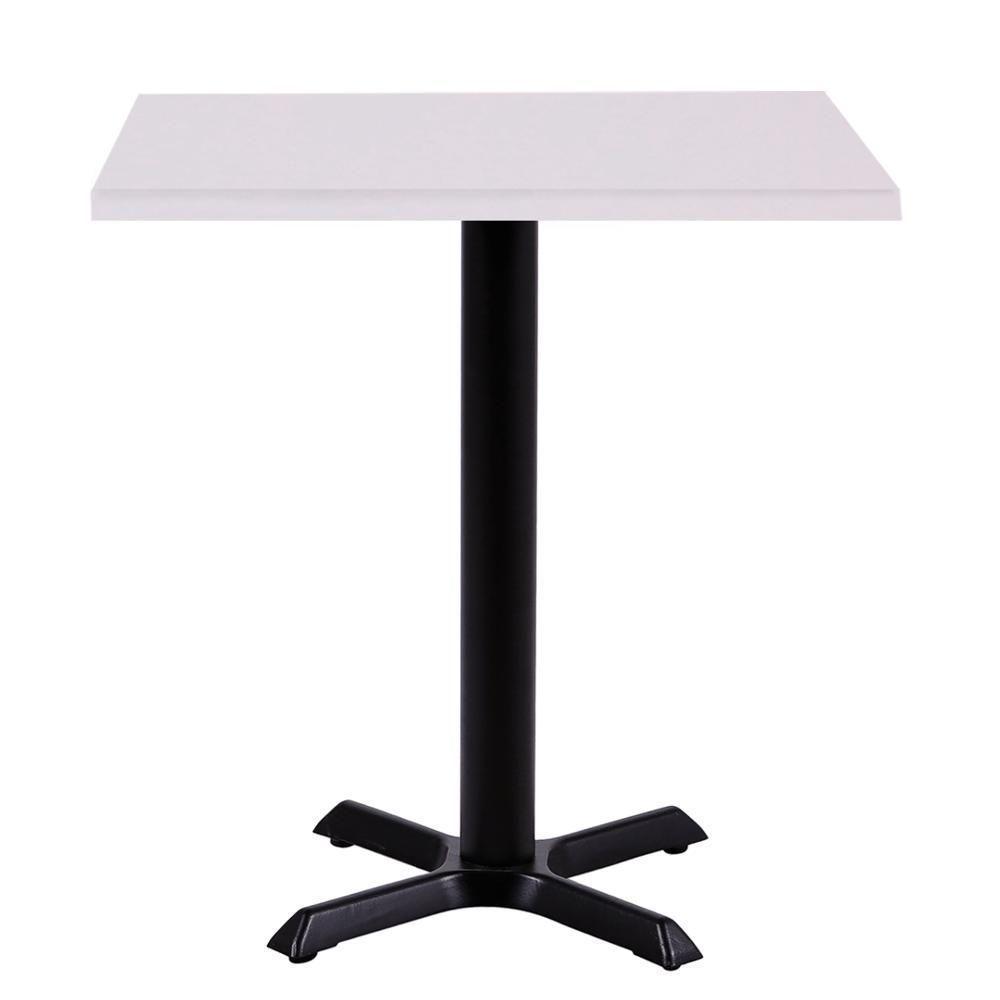Mesa ômega Em Ferro Preto Pintura 74 Cm (altura) Com Tampo Em Mdp Quadrado 80 Cm Branco - 1