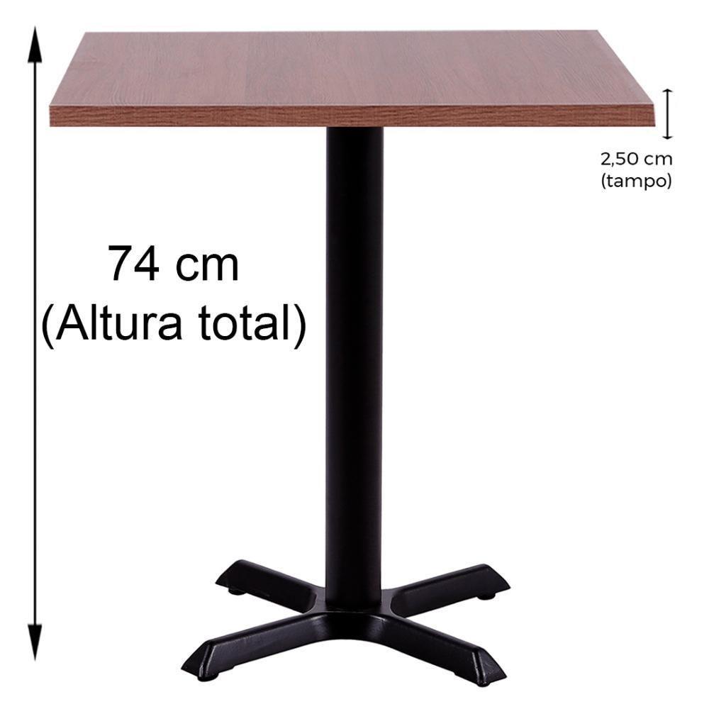 Mesa ômega Em Ferro Preto Pintura 74 Cm (altura) Com Tampo Em Mdp Quadrado 60 Cm Imbuia - 2