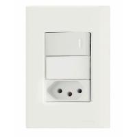 Conjunto 4x2 Com 1 Interruptor Simples 10 A 250 V E 1 Tomada 2p+t 10 A 250 V Giz Branco - 1