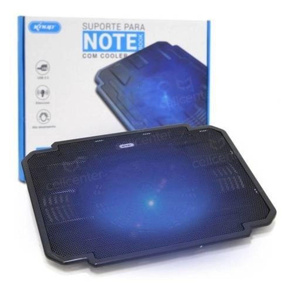 Base Suporte Com Cooler Led Para Notebook Até 17 Iluminado Kp-9012 Preto - 1