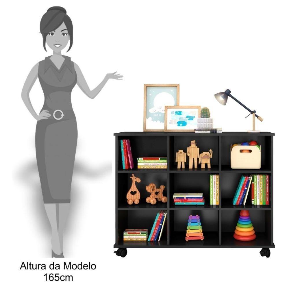 Kit 2 Nichos Organizadores Multifuncionais Com Rodízios Toys Q01 Preto - 4