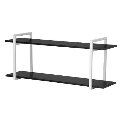 Nicho Sala e Quarto Branco com Prateleiras Preto 100cm