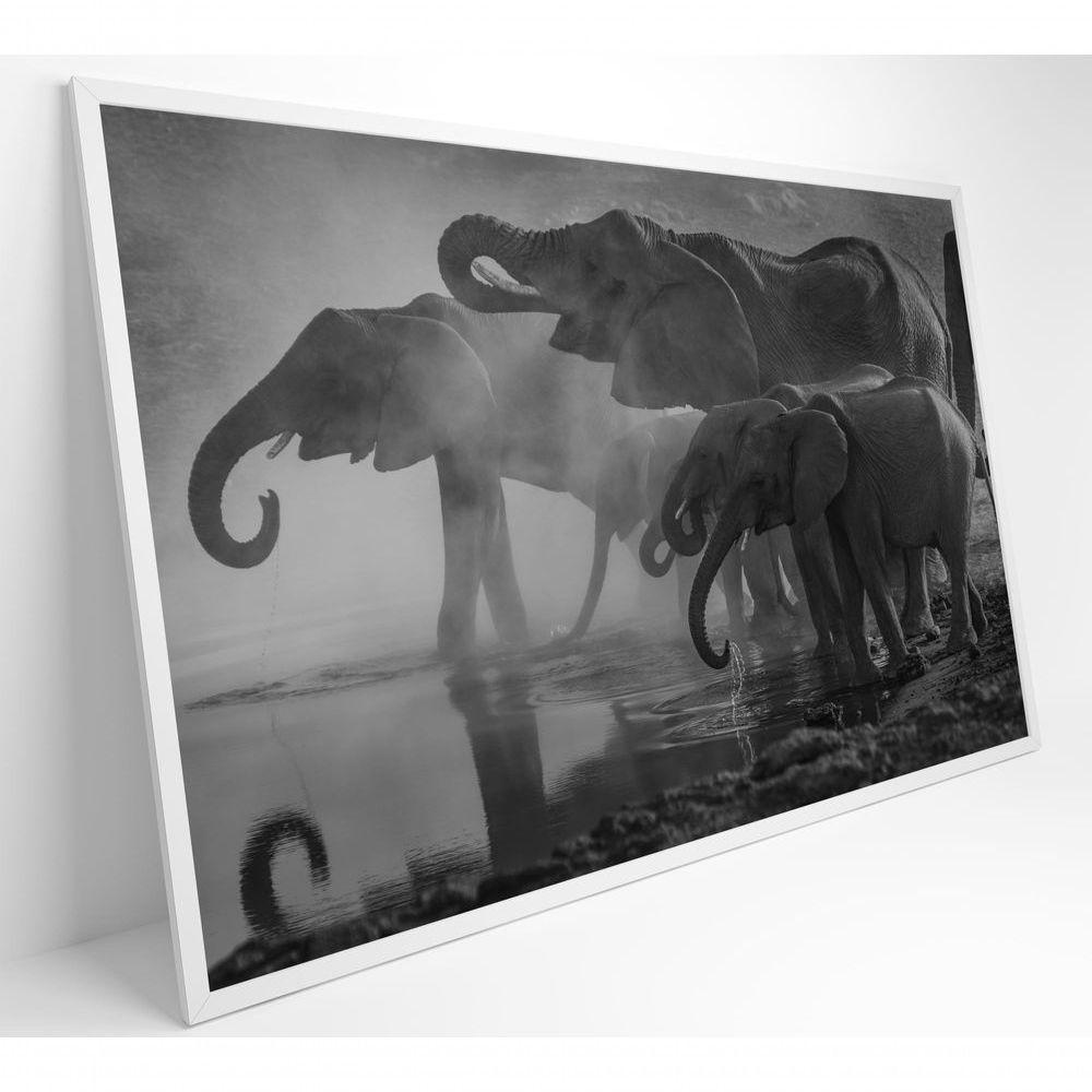 Quadro Elefantes 90x60 Cm Vidro Impresso - 8