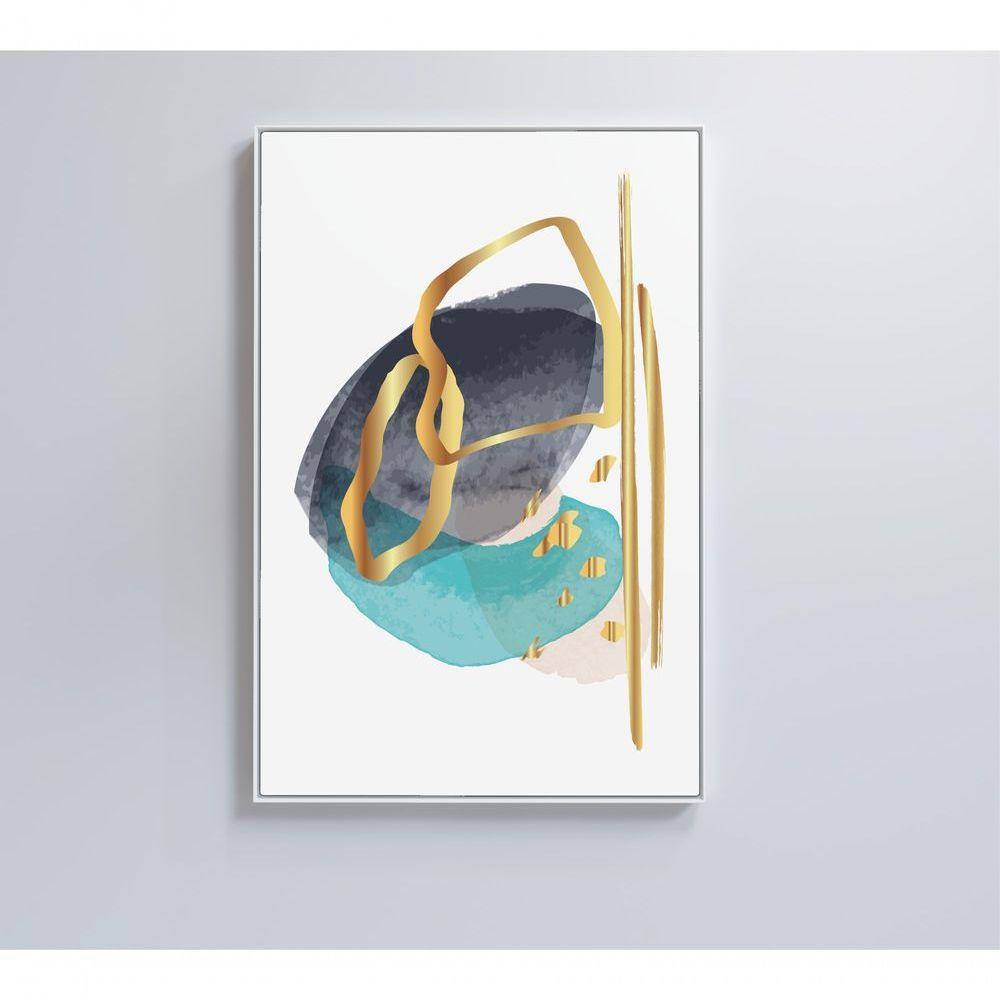 Quadro Abstrato Linhas Douradas 2 40x60 Cm Tecido Canvas - 1