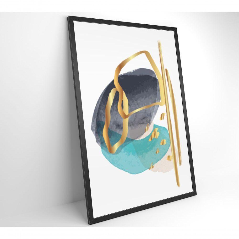 Quadro Abstrato Linhas Douradas 2 40x60 Cm Tecido Canvas - 7