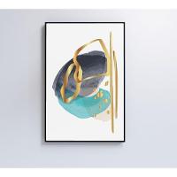 Quadro Abstrato Linhas Douradas 2 40x60 Cm Vidro Impresso - 2