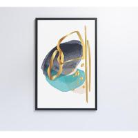 Quadro Abstrato Linhas Douradas 2 40x60 Cm Vidro Impresso - 3