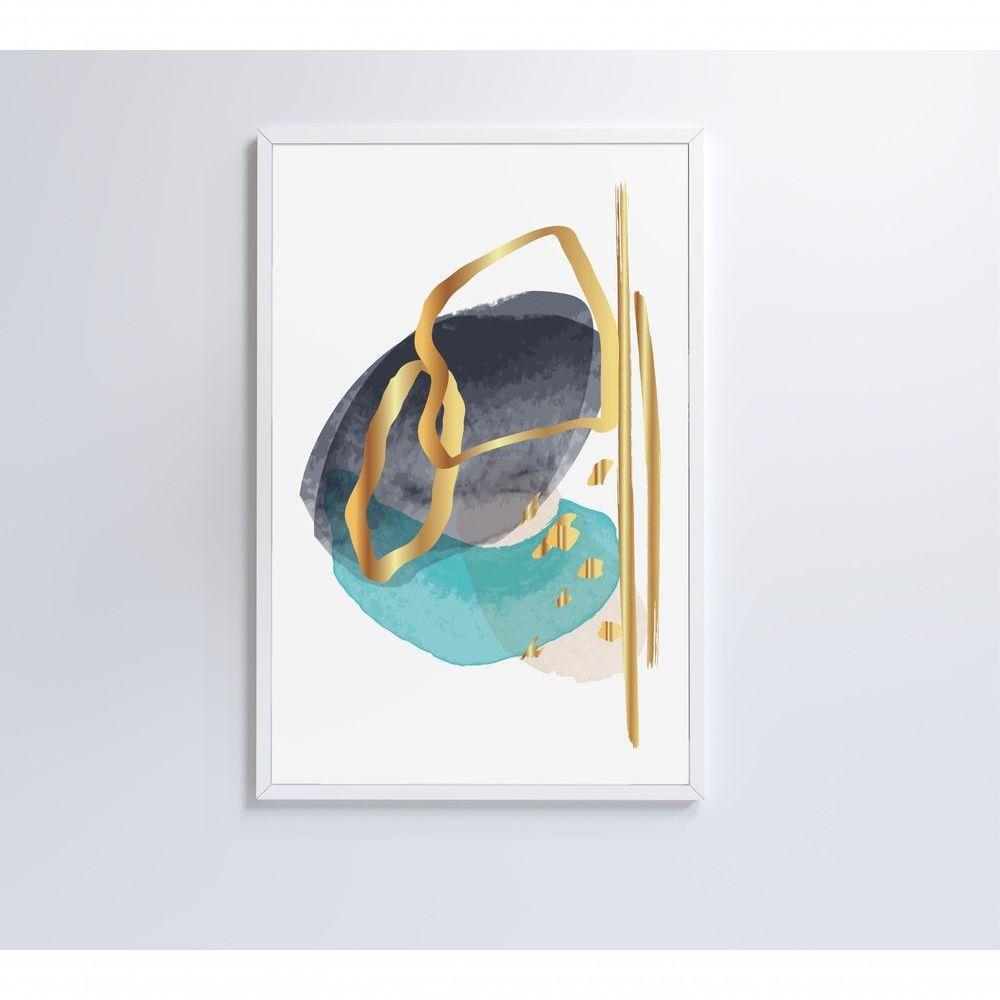 Quadro Abstrato Linhas Douradas 2 80x120 Cm Tecido Canvas - 4