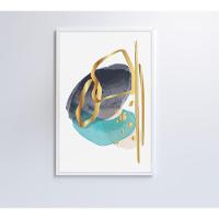 Quadro Abstrato Linhas Douradas 2 80x120 Cm Tecido Canvas