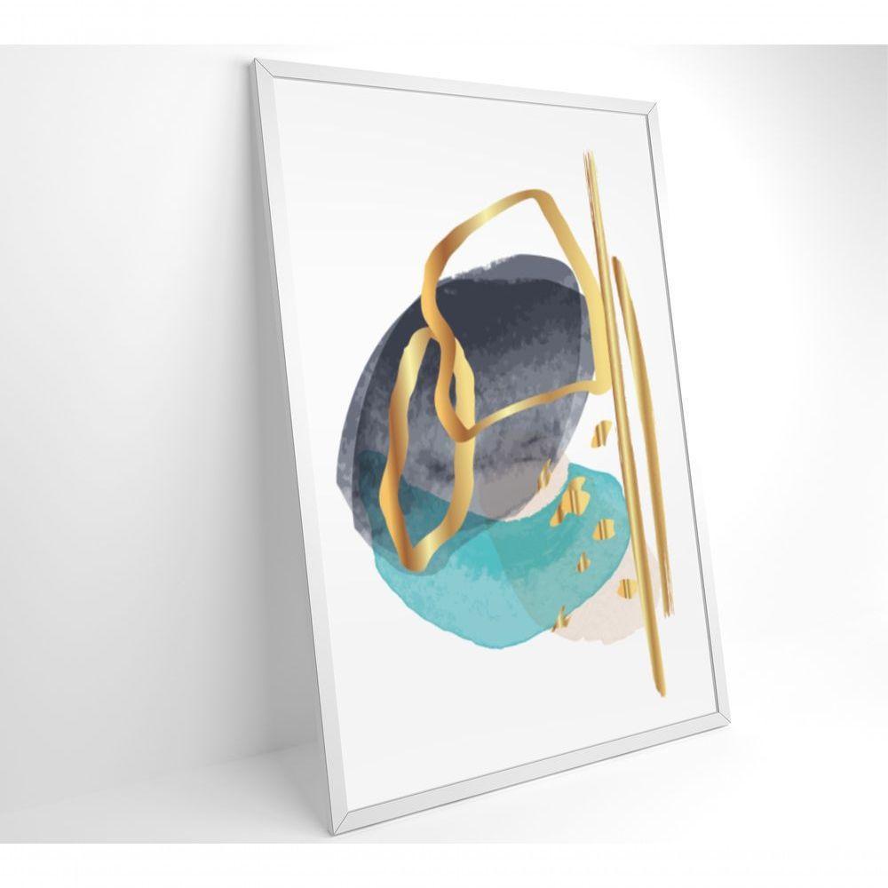 Quadro Abstrato Linhas Douradas 2 60x90 Cm Vidro Impresso - 8