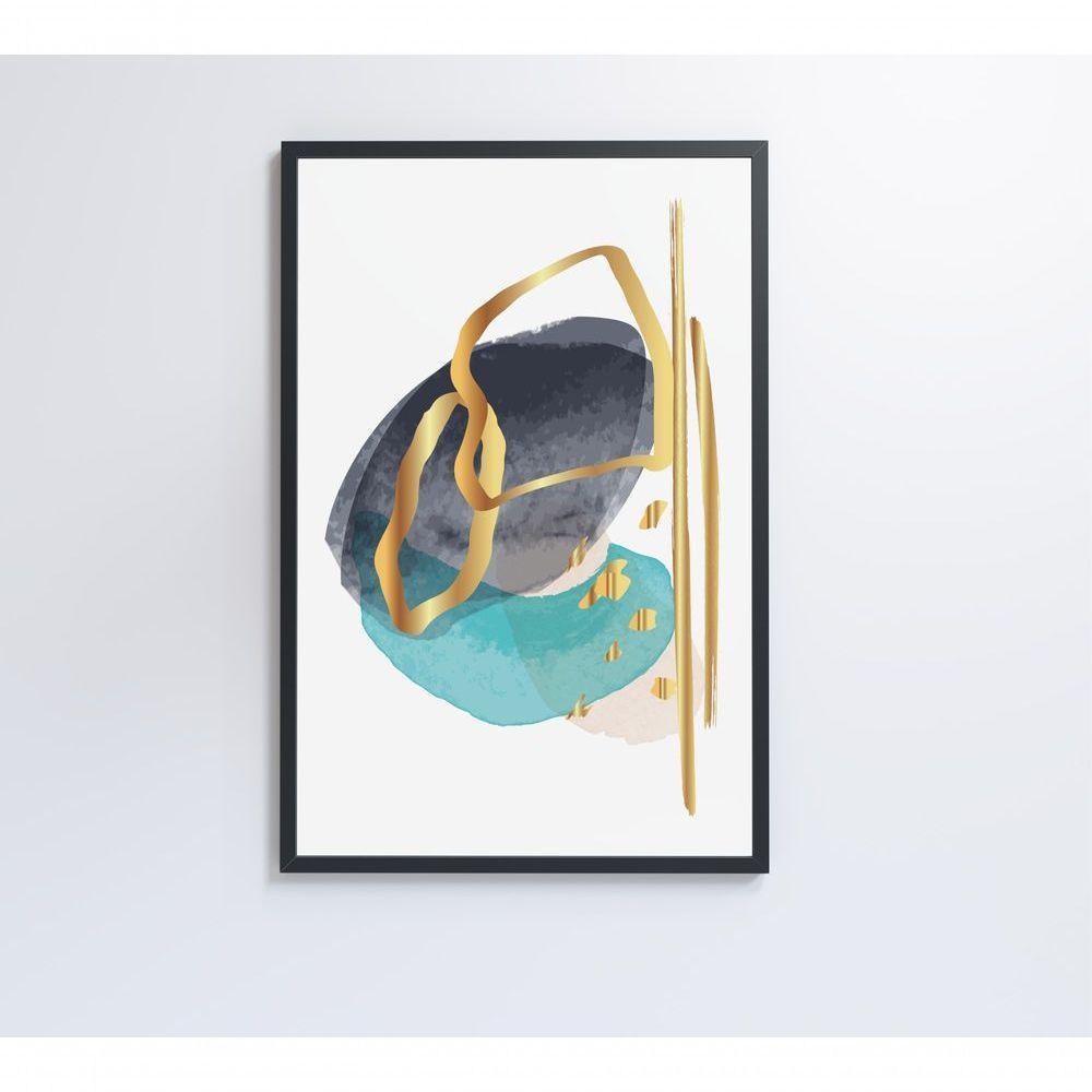 Quadro Abstrato Linhas Douradas 2 60x90 Cm Tecido Canvas - 3