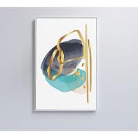 Quadro Abstrato Linhas Douradas 2 60x90 Cm Tecido Canvas - 1