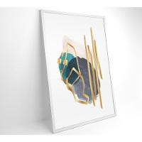 Quadro Abstrato Linhas Douradas 40x60 Cm Tecido Canvas - 8