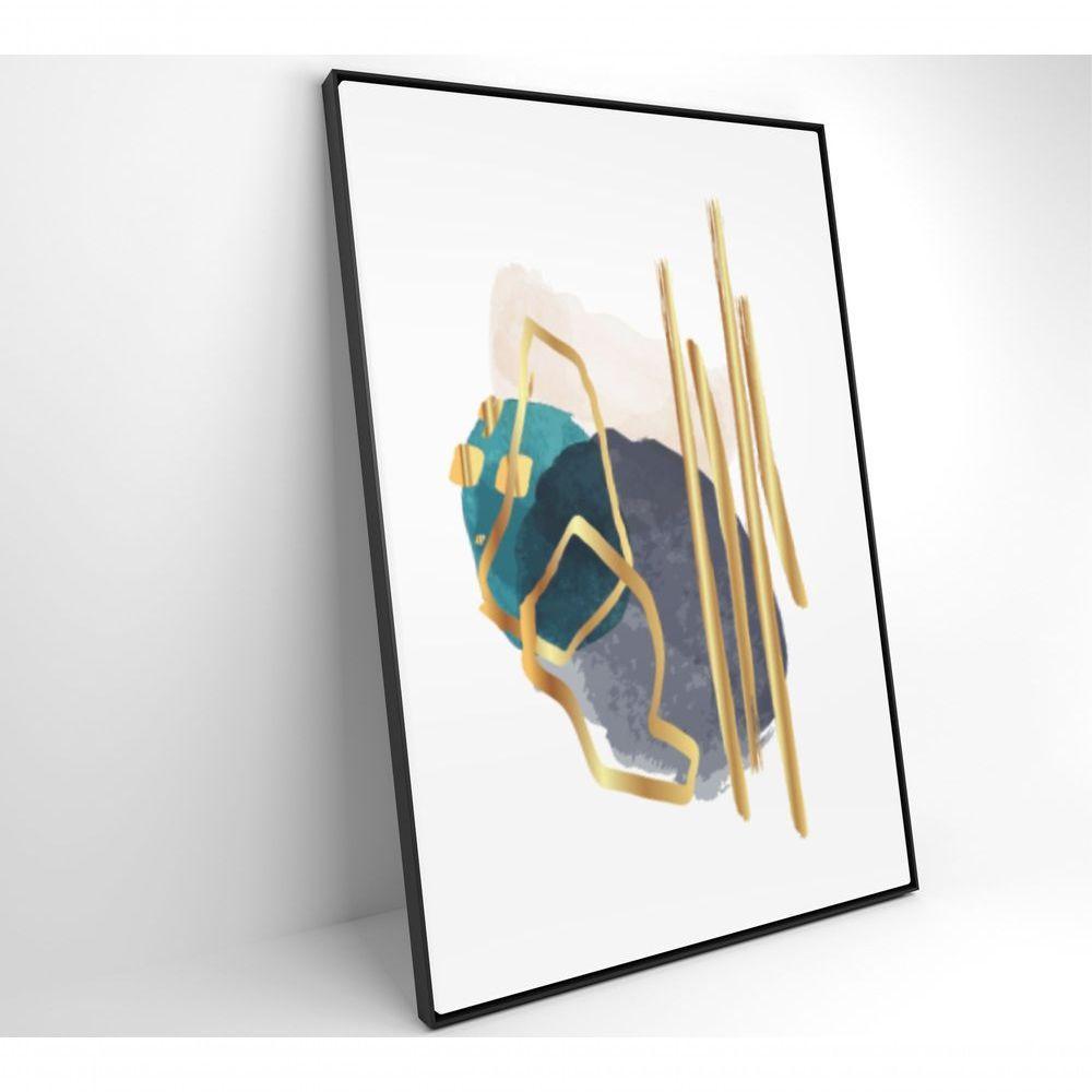 Quadro Abstrato Linhas Douradas 40x60 Cm Vidro Impresso - 4