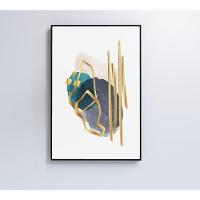 Quadro Abstrato Linhas Douradas 40x60 Cm Vidro Impresso - 5